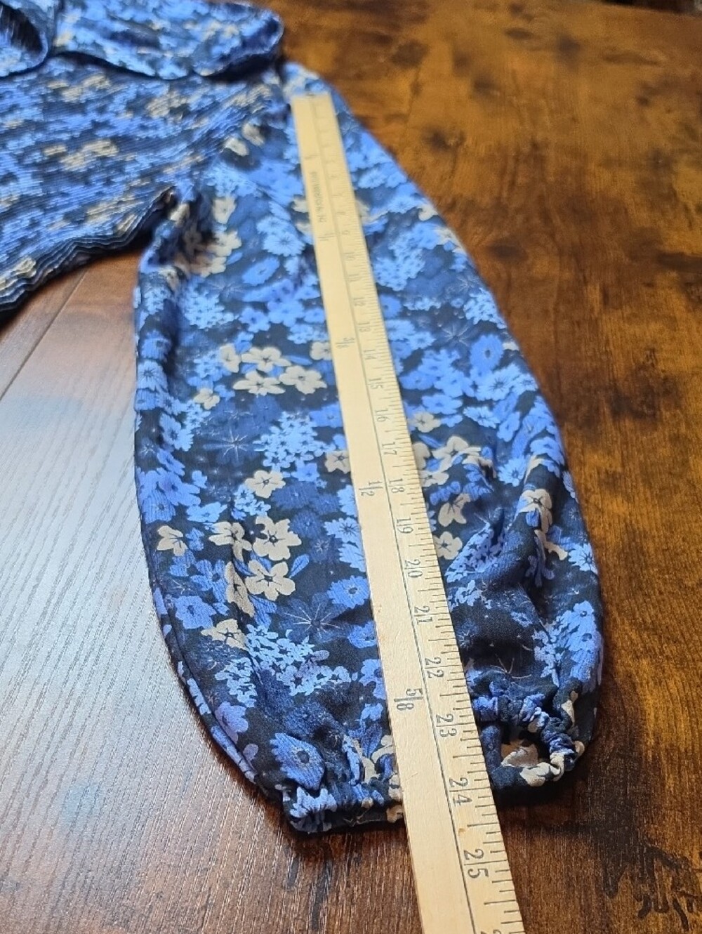 ULLA POPKEN | Flowy Floral Pleated Tunic Swing Blouse Blue Yellow | 16 / 18 - Picture 6 of 9